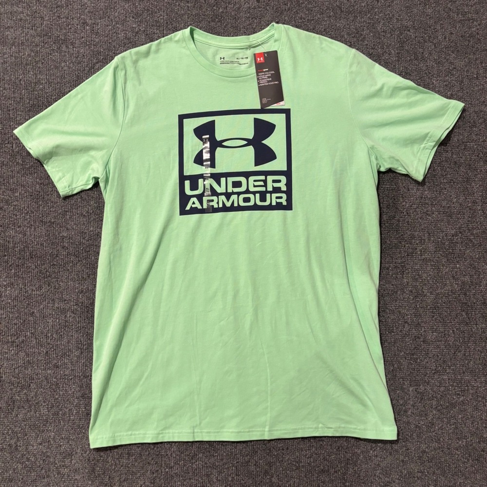 Under Armour Mens XL HeatGear Graphic Tee Mint Green Loose Fit NWT
